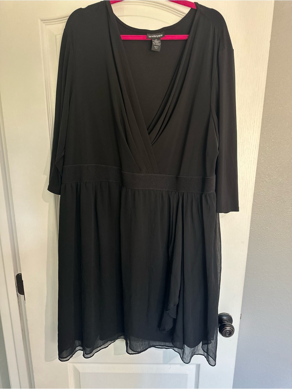 Lane Bryant Black V-Neck Midi Dress 28